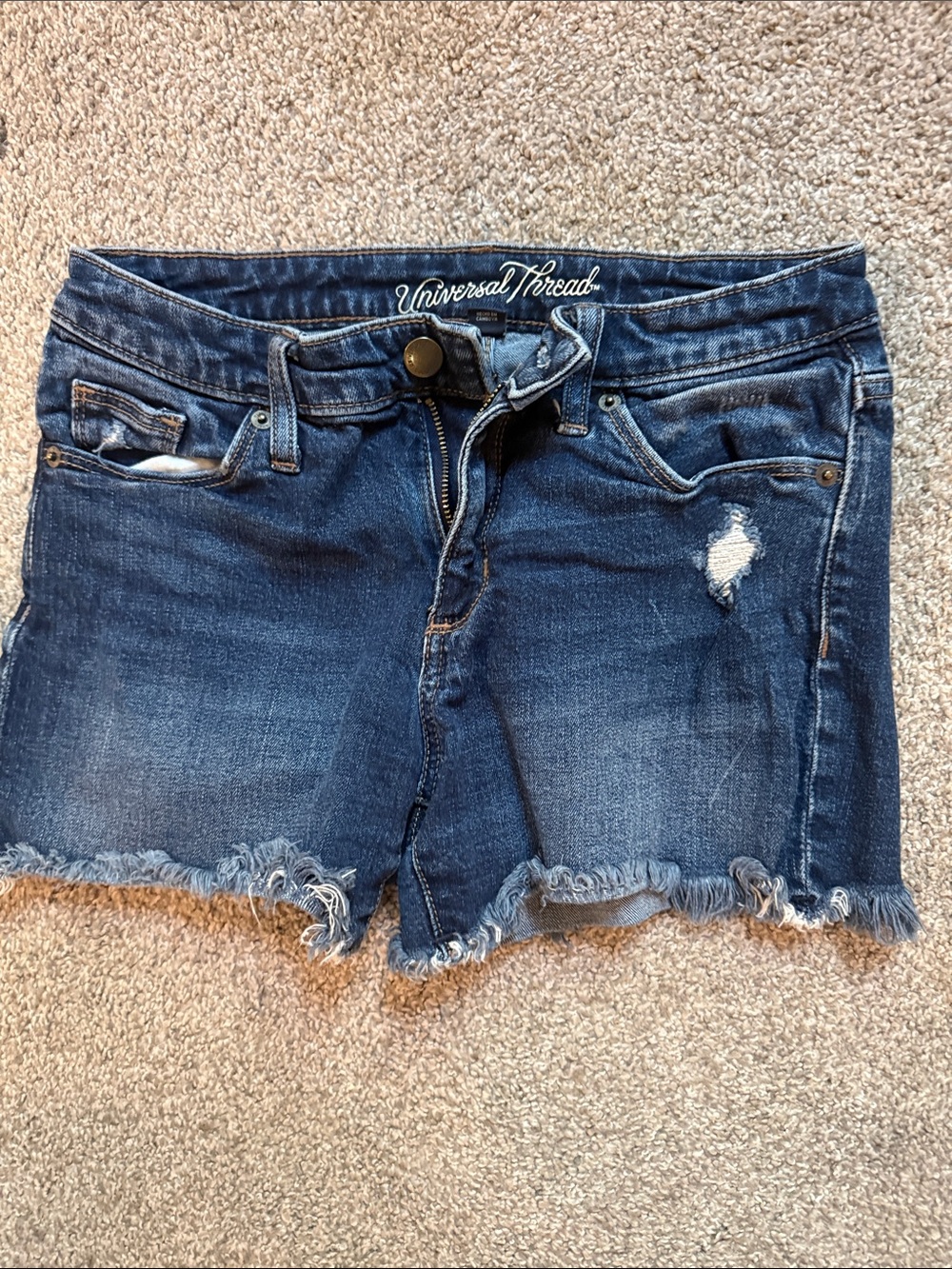 Universal Thread Dark Blue Distressed Denim Shorts